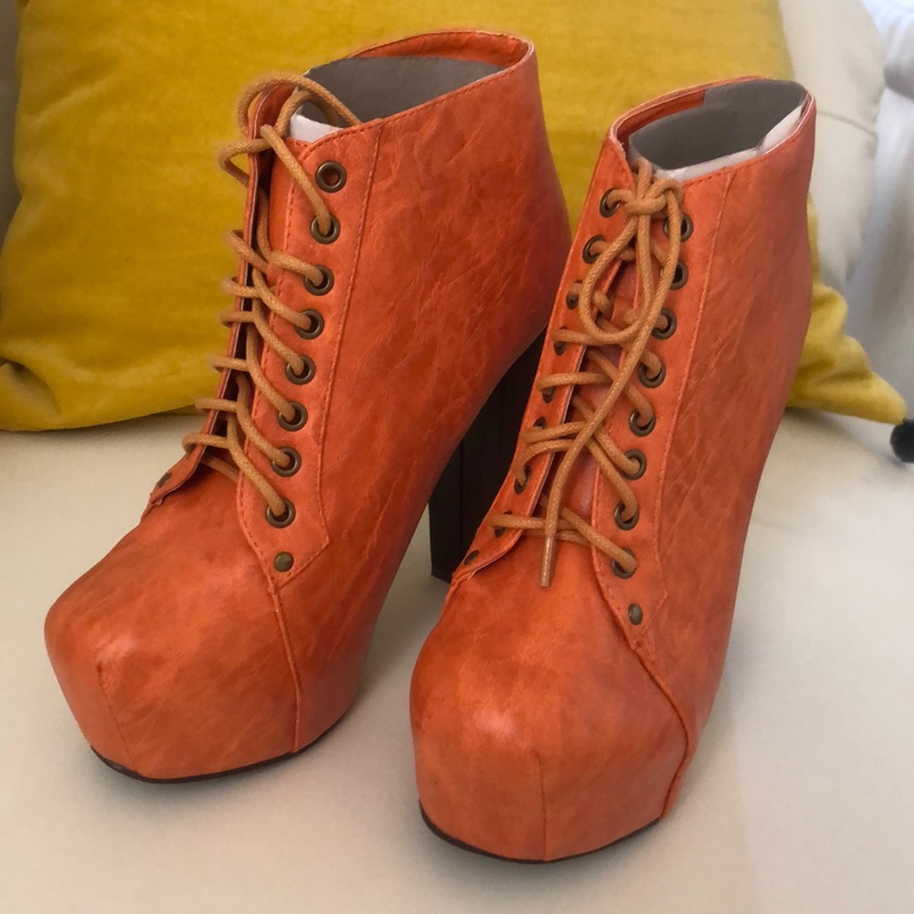 Orange ankle boots